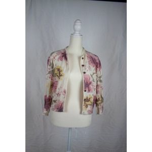 Vintage Floral Quarter Sleeve Cardigan Sweater